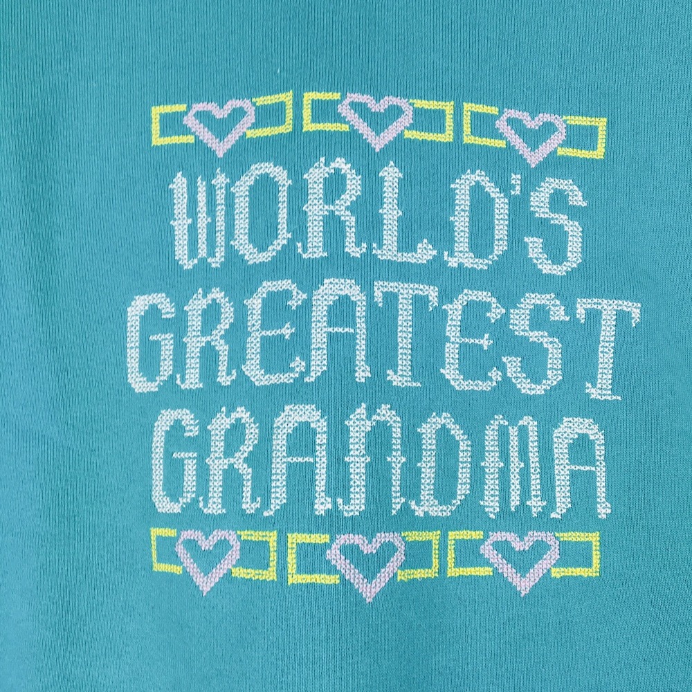 VTG 90s Russell Pullover Sweatshirt Sweater Large "World's Greatest Grandma" EUC - Picture 3 of 7